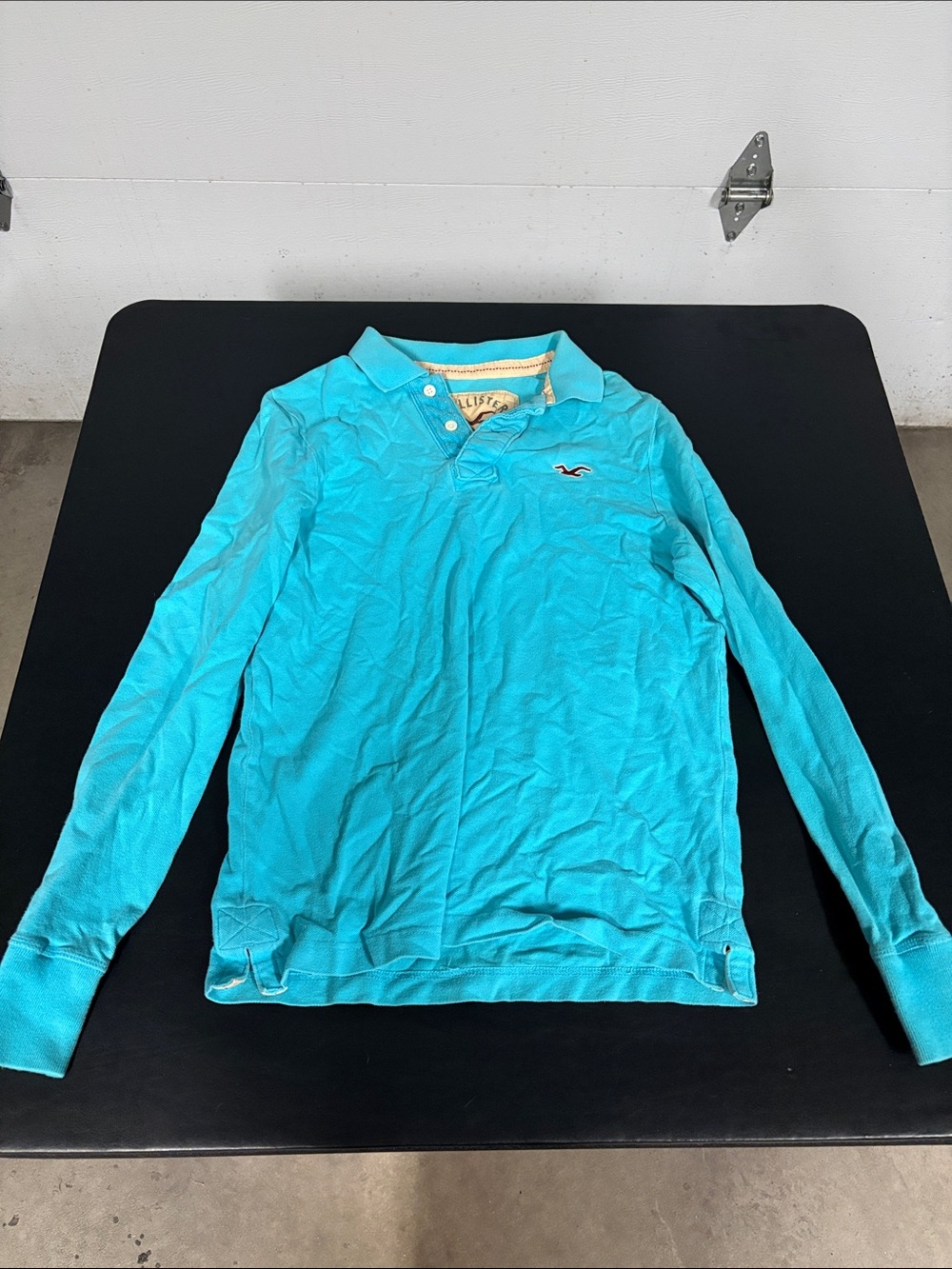 Hollister Long-Sleeve Polo Shirt - Turquoise Blue